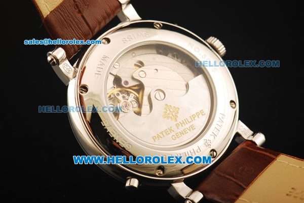 Patek Philippe Calatrava Automatic Movement Steel Case with Brown Dial and Brown Leather Strap-ETA Coating Case - Click Image to Close